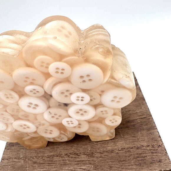 Sheep shaped lamb lucite resin with vintage buttons sewing room decor lover - Picture 4 of 12